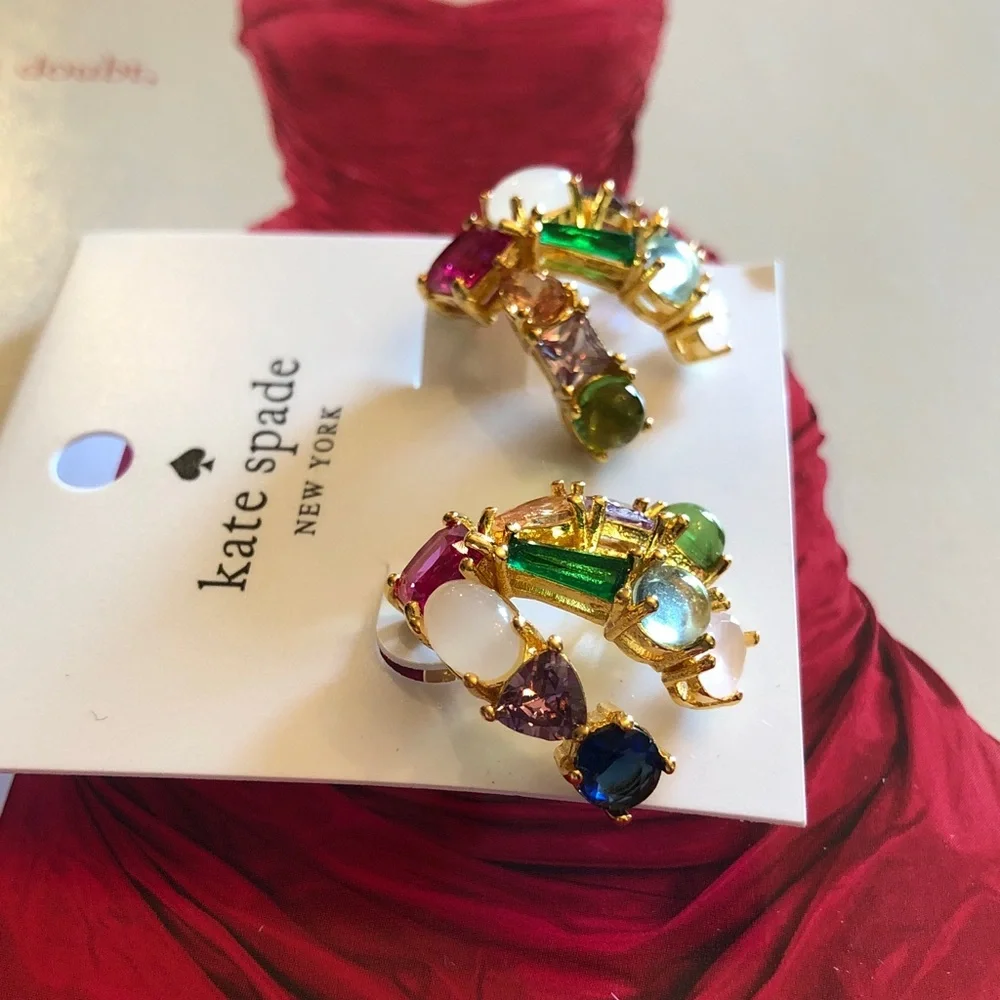 Authentic New on card kate spade New York Multicolor Crystal Arch Earrings